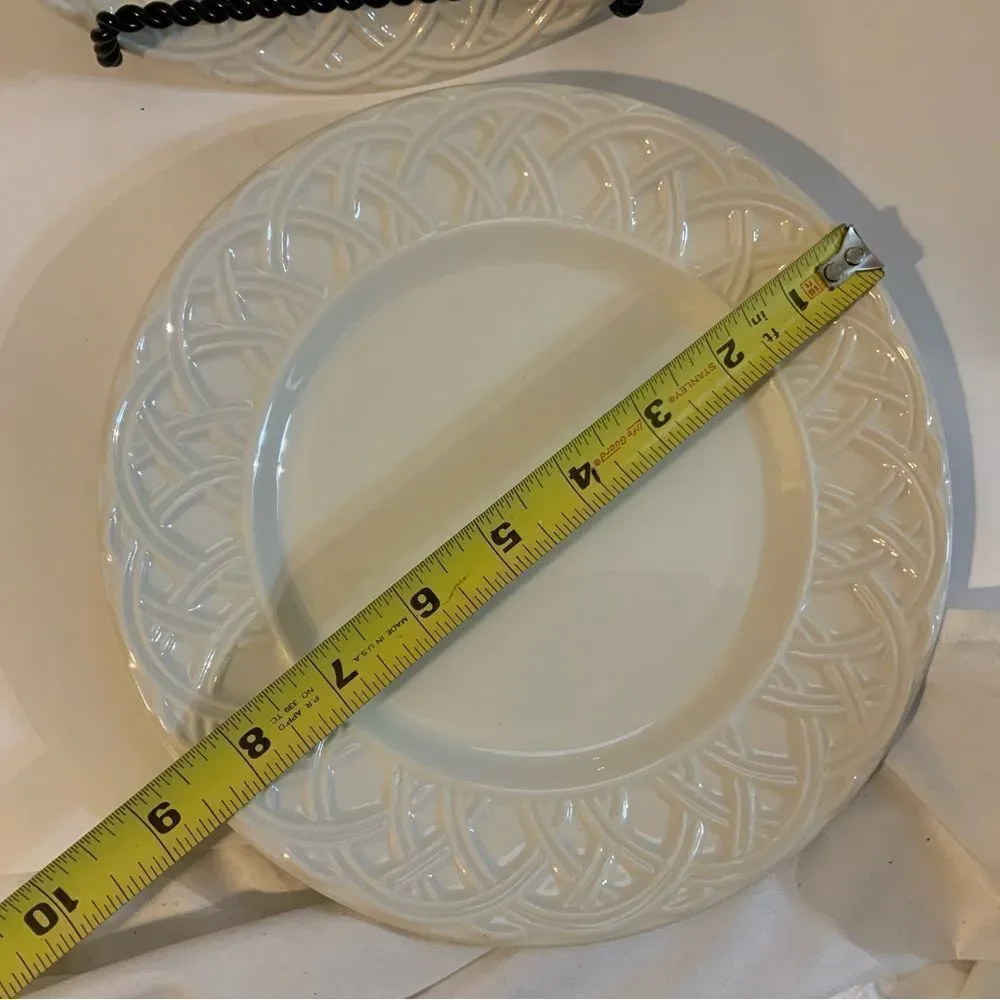 Set PIER 1 BASKET RELIEF Pattern Dinner Salad Plate Bowl Mug
